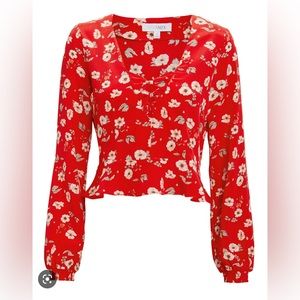 Intermix Red Silk Floral Top Size 4
